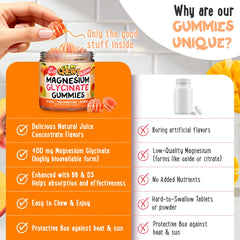 OH MY CHEWY magnesium gummies bottle with colorful gummies spilling for easy daily use.