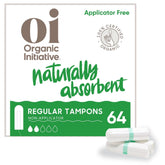 Oi organic cotton tampon regular size, fragrance-free for sensitive skin comfort