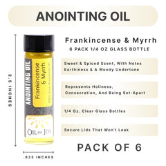 Oil Of Joy glass bottle close-up showing durable packaging for safe transport of sacred oil.