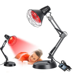 Okyna infrared lamp emits a warm glow for relaxing at home.