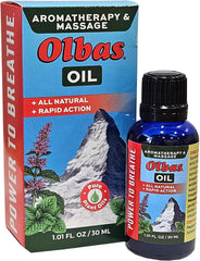 Olbas Massage Oil bottle being poured for a soothing massage.