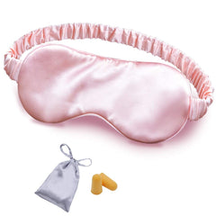 OLESILK silk sleep mask front view in pink for deep blackout comfort.