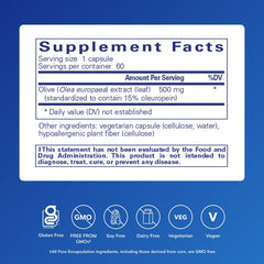 Close-up of Olive Leaf Extract capsules highlighting quality and purity.