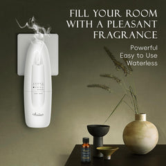 OliveTech plug-in diffuser side view; ideal for desks and living spaces.