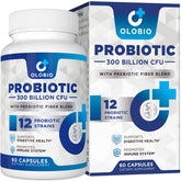OLOBIO 300B CFU probiotic bottle for daily gut comfort.