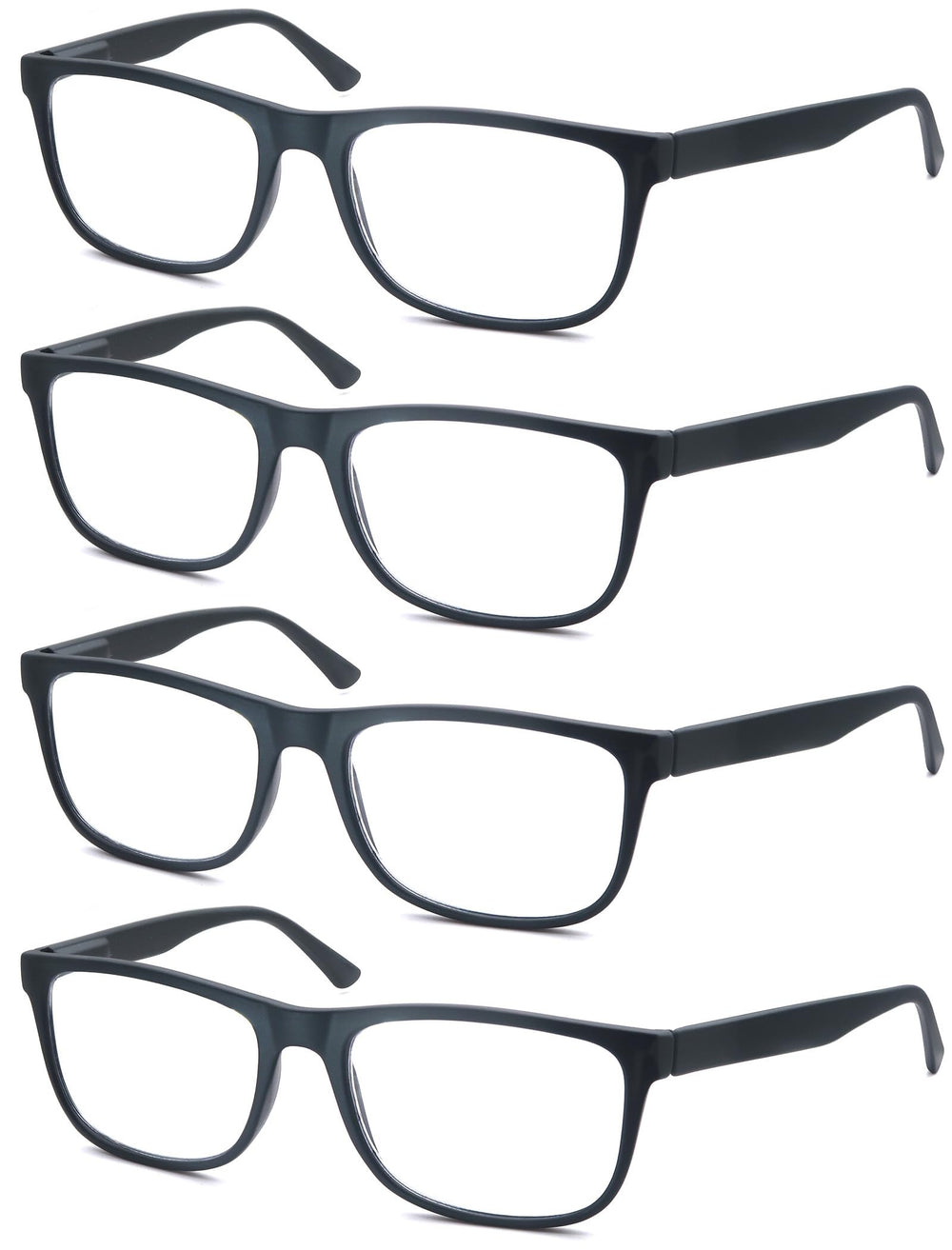 OLOMEE matte black reading glasses front view with oversized frames for men
