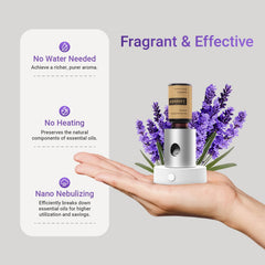 Matte aluminum body of Olxasw diffuser for a sleek, portable look.