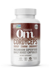 OM MUSHROOM Cordyceps capsules bottle for daily energy and endurance.