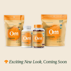 OM MUSHROOM Cordyceps capsules packaging showing organic certification.
