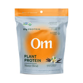 OM MUSHROOM MASTER BLEND vanilla protein bottle for on-the-go energy and recovery.