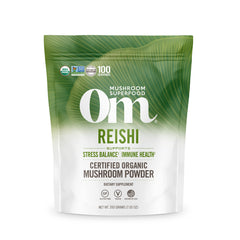 OM Mushroom Reishi organic powder jar for daily balance and wellness