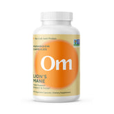 OM Mushroom Superfood Lions Mane capsules bottle, brain focus support daily routine