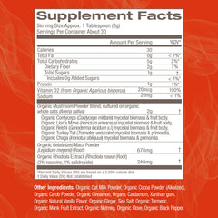 Fine powder texture of OM MUSHROOM SUPERFOOD Morning Energy Blend