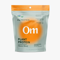 OM Mushrooms Master Blend packaging with organic seal and ingredient list for trust
