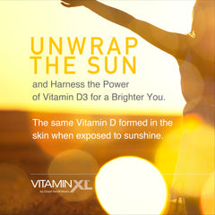 OmegaXL VitaminXL D3 bottle label close-up indicating high potency and ingredients.