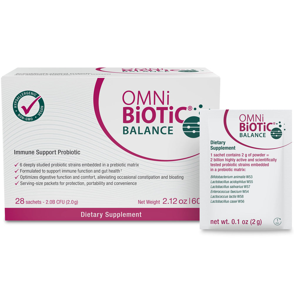 OMNi BiOTiC Balance daily packets ready for consistent gut and immune support