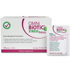 OMNi BiOTiC Stress Release bottle on shelf supports daily stress management.