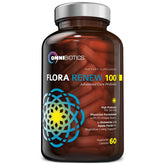 Flora Renew 100B bottle front with 60 vegan capsules for daily gut balance.