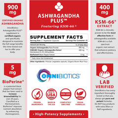 OmniBiotics KSM-66 capsules close-up for mood and energy support.