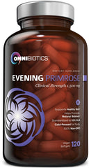 OmniBiotics Evening Primrose Oil bottle on counter, showcasing a pure, cold-pressed formulation.