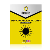 OmniCo D3 K2 Calcium Patches front view shows packaging and clean design for daily use.