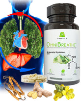 Omnite asthma relief bottle shown for daily respiratory support.