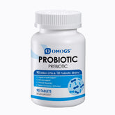 OMOGS Probiotics bottle showing 90 billion CFUs for digestive balance and daily support
