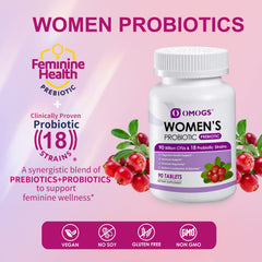 OMOGS Women's Probiotic bottle illustrates vaginal-health support.