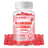 On GreenVita Magnesium Glycinate Gummies bottle front with strawberry flavor for calm mood.
