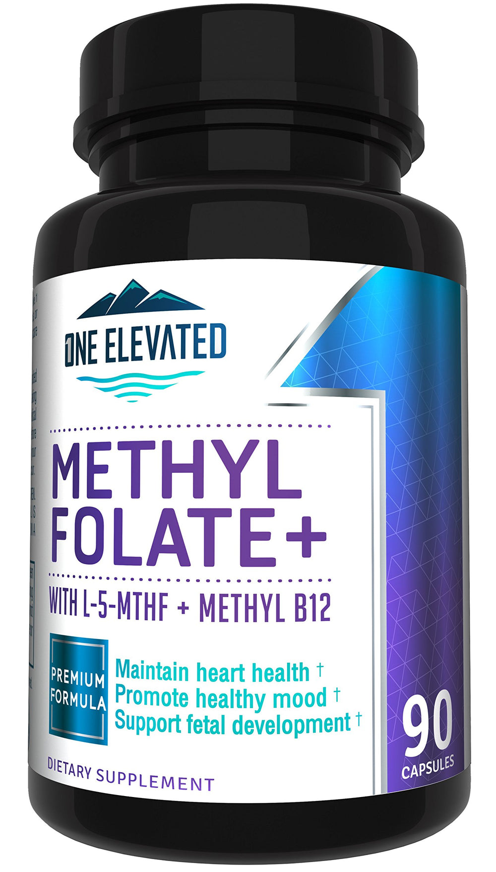 One Elevated double-strength methylfolate bottle highlighting high potency for DNA and neurotransmitter support.