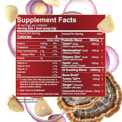 One Farm Organic Gut Health Blend scoop ready for hot drink