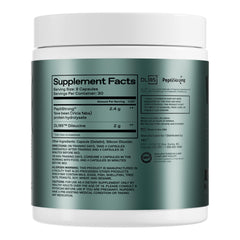 ONE OF ONE Peptide Builder scoop in glass highlights precise dosing for recovery.