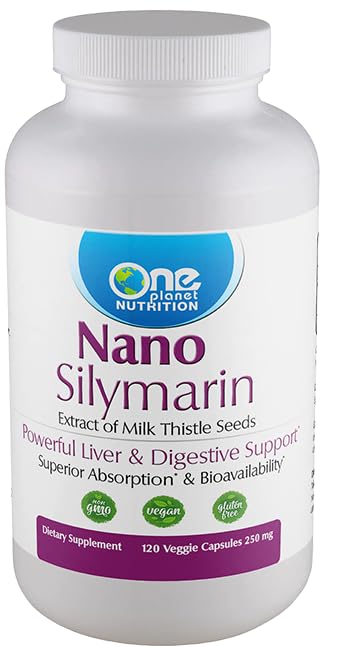 One Planet Nutrition Nano Silymarin bottle showing 250 mg serving for enhanced absorption