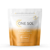 One Sol Creatine for Women unflavored bottle closeup showing clean packaging for easy supplementation.