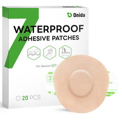 Onida Dexcom G7 patches pack close-up highlights breathable woven fabric for comfort.