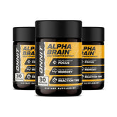 ONNIT Alpha Brain bottle front view for daily focus support on your desk