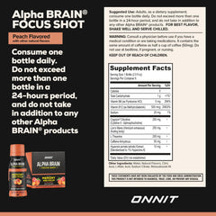 ONNIT Alpha Brain Close-up peach label signals gluten-free, sugar-free, non-GMO assurance