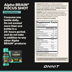 Pouring the tropical-flavored Alpha Brain Shot into a glass for a quick energy and focus boost.