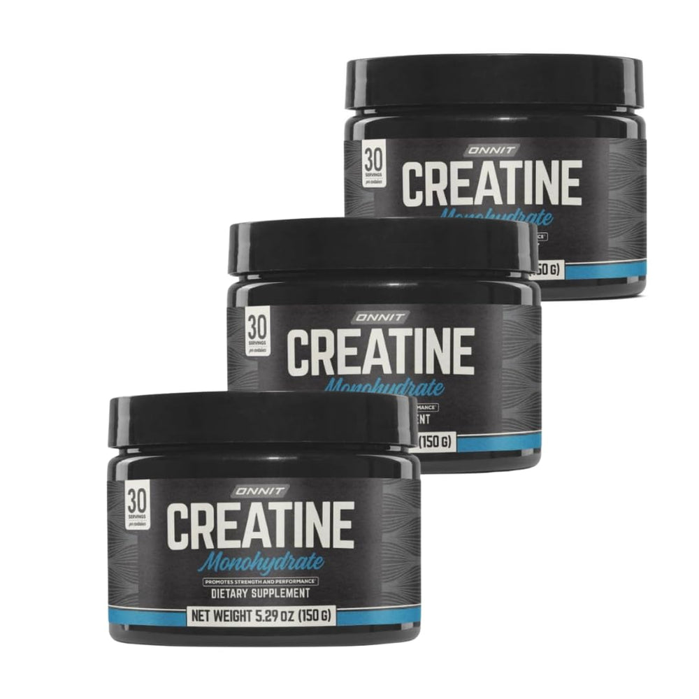 ONNIT Creatine Monohydrate Powder bottle with clear labeling for easy supplement access.