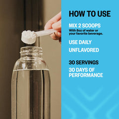 Creatine Monohydrate powder dissolving in glass for quick, neutral-taste hydration.
