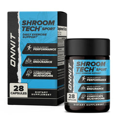 ONNIT Shroom Tech SPORT bottle front showing daily energy support for active days