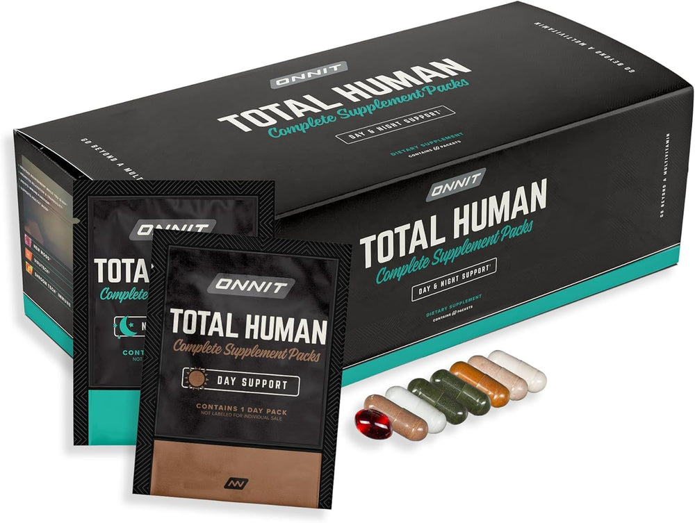 ONNIT Total Human Day Pack bottle showing morning energy support.