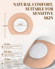OPOX castor oil patches on the navel show secure adhesion during movement.