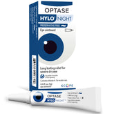 Optase HYLO Night Eye Ointment packaging shown for at-home eye care convenience.