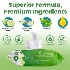 OPTEEL extra large 8x13 inch wipe size provides thorough coverage.