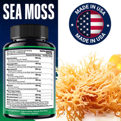 Opti Health Irish sea moss with bladderwrack and burdock ingredients listed.
