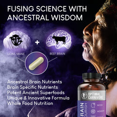 Close-up of Optimal Carnivore beef brain bottle