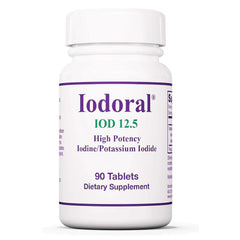 Optimox Iodoral 12.5 mg bottle front view suggesting thyroid support potential.