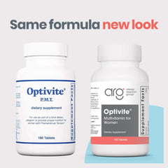 Optivite PMS tablets closeup illustrating easy to swallow form