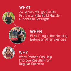Vanilla Whey Gold Standard powder jar shown for post-workout protein.